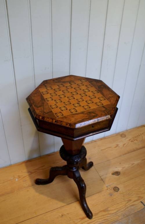 A Stunning Mid Victorian Octagonal Walnut Work Table C 1860